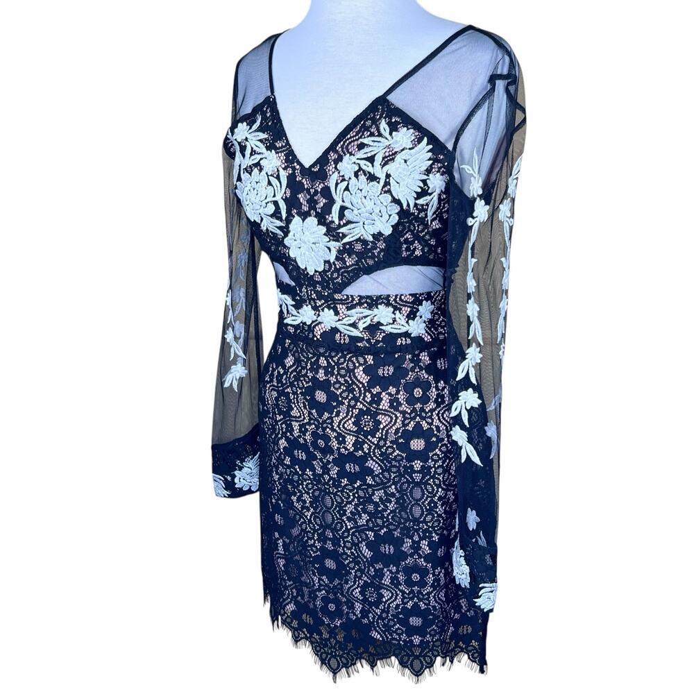 Sugar + Lips Black Sheer Lace Dress with Sheer Cut-Outs & Embroidery XS NWT - Picture 16 of 16